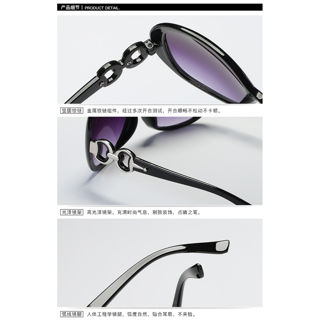 Kacamata Hitam Fashionable Frame Besar untuk Wanita