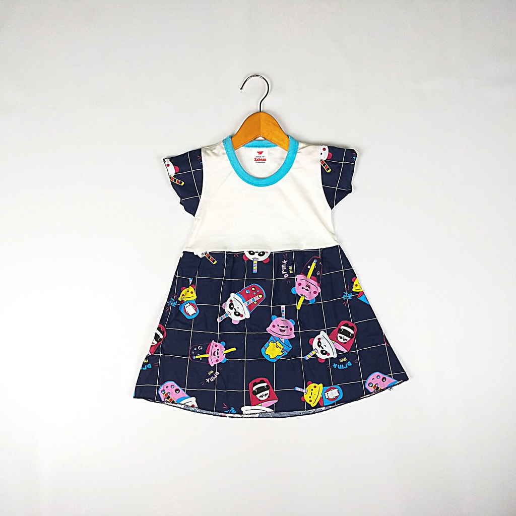 Dress Rampel Motif/Dress Ruffle Anak (Perkiraan 2 s.d 3Tahun)