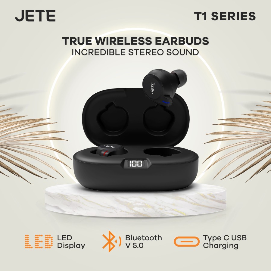 JETE TWS Bluetooth  Headset Bluetooth  Earbuds JETE T1 with LED Display-Garansi 2 Tahun