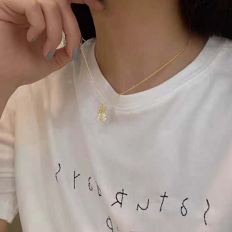 Kalung Rantai Dengan Liontin Kartun Beruang Lucu Untuk Wanita