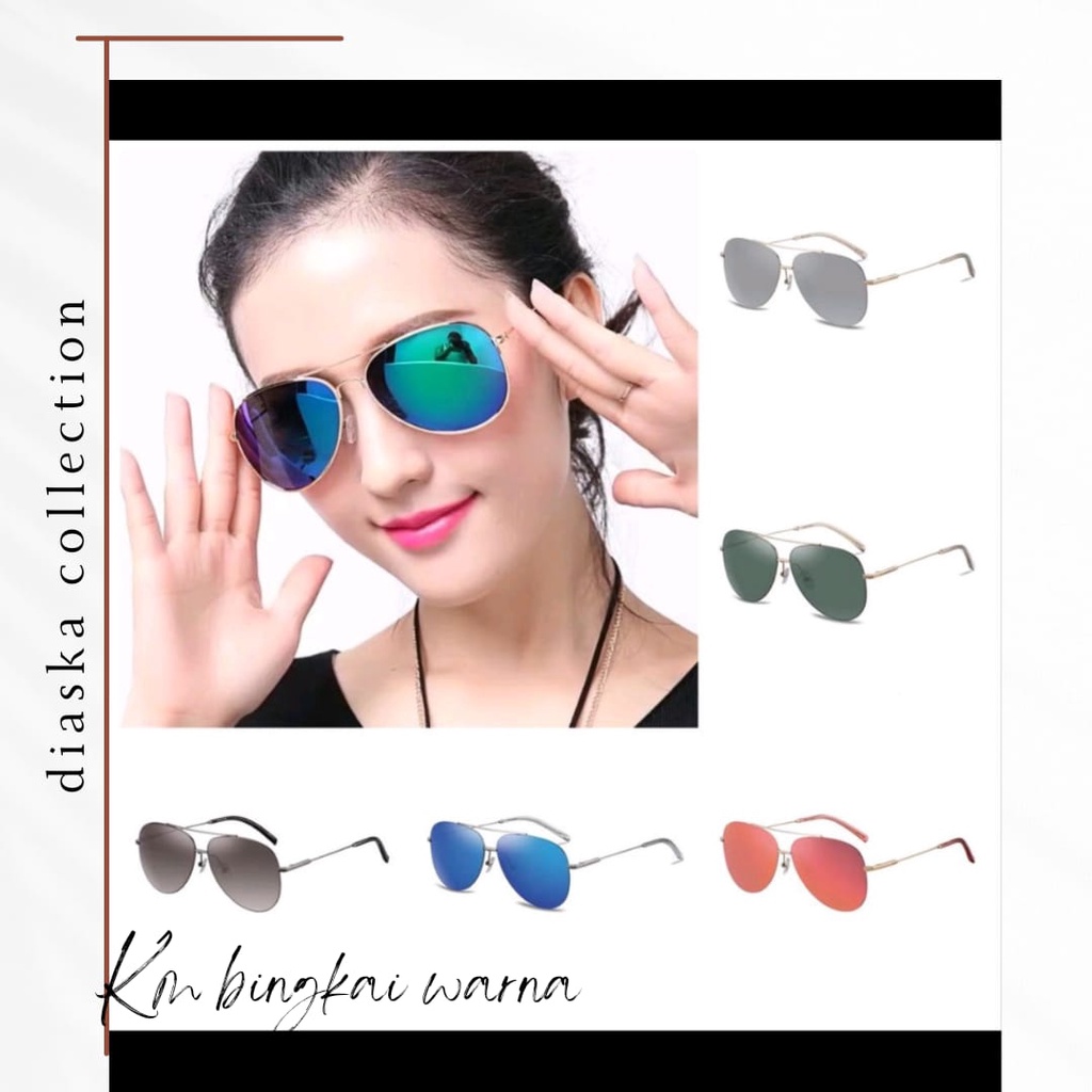 Kacamata Logam Lensa Berwarna Luar Ruangan Women's CatEye Sunglasses