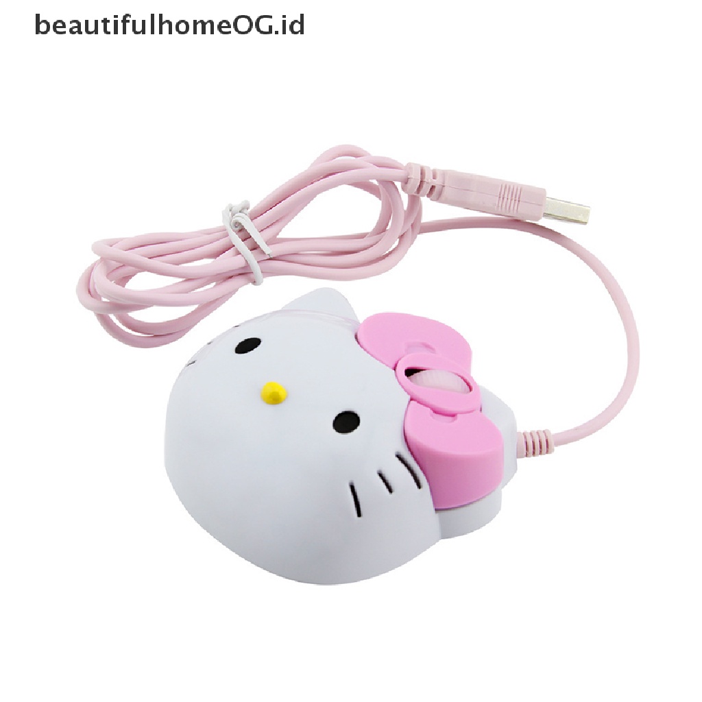 Mouse Gaming Optical Kabel Usb 2.0 Desain Hello Kitty 3d Warna Pink