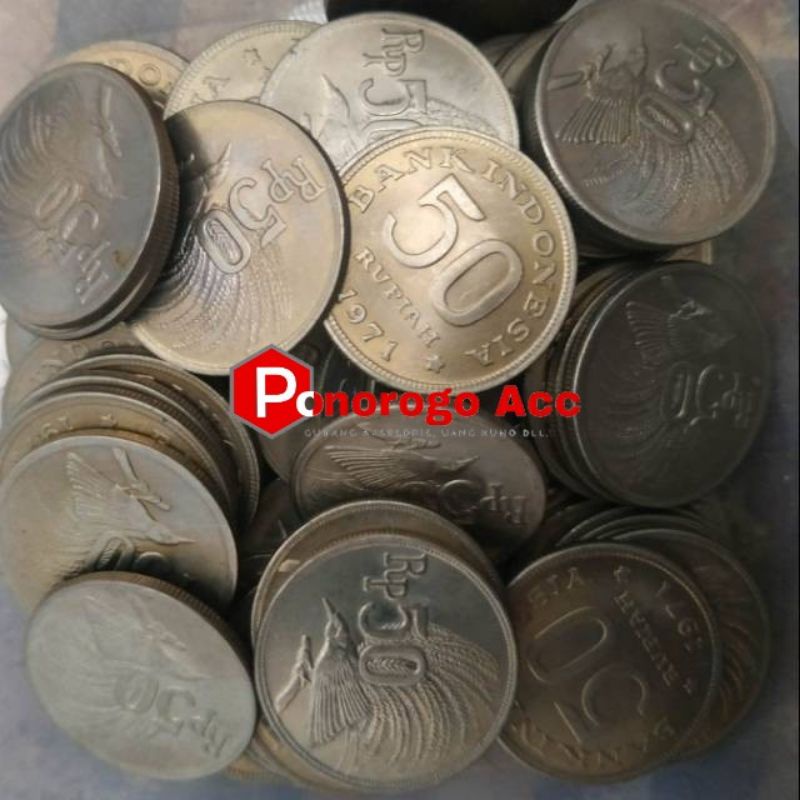 (GRESS) uang kuno koin 50 rupiah cendrawasih tahun 1971 rp.50 rp50 rp 50