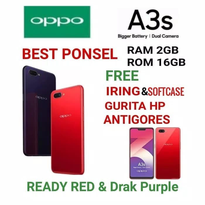 ORIGINAL (ASLI) OPPO A3S RAM 2/16GB GARANSI RESMI OPPO INDONESIA 1 TAHUN