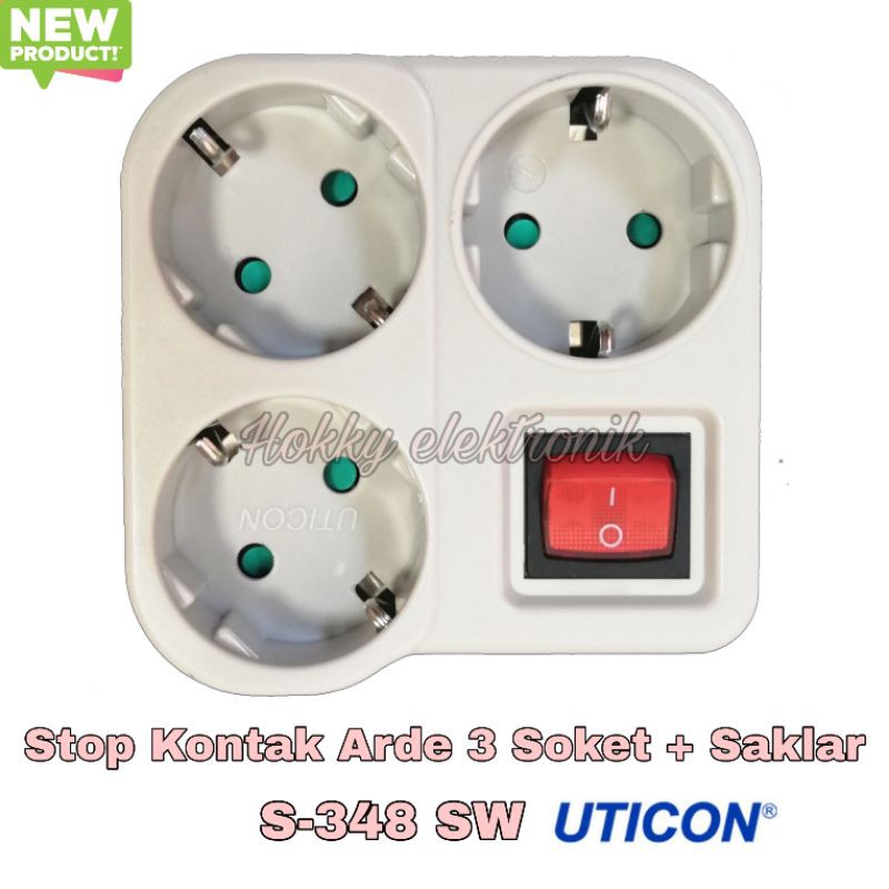 Stop Kontak 3 Soket + Saklar UTICON ORIGINAL