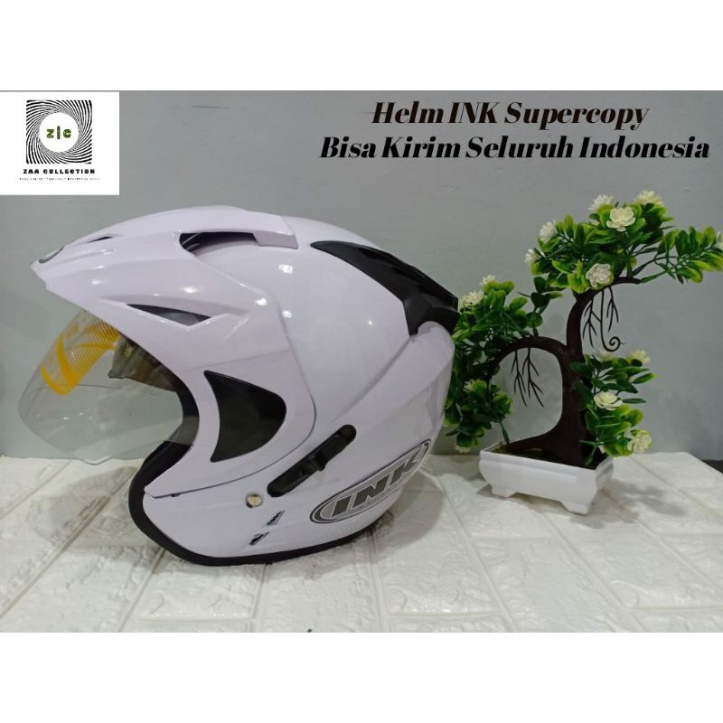 Helm INK SUPERCOPY Centro dan Double Visor Kaca Hitam Busa Tebal-Jp8 Putih