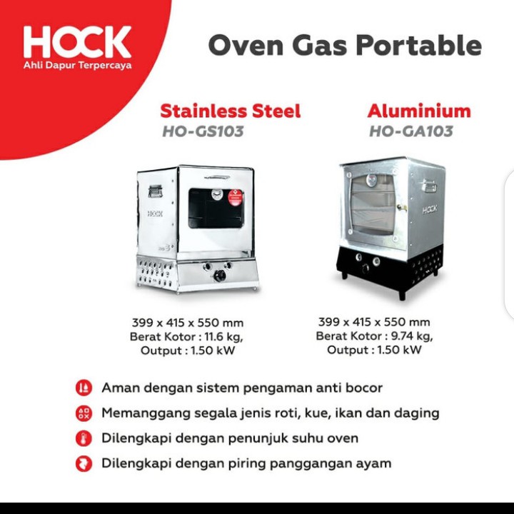 HOCK Oven GA 103 - Oven Gas Portable Aluminium - HO GA-103