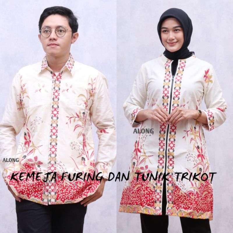 TUNIK BATIK COUPLE KEMEJA MODERN LAPIS FURING MEWAH ATASAN KEKINIAN FORMAL ELEGAN