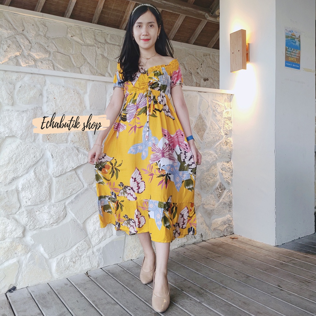 DASTER/DRES CASANDRA POLOS BALI-KUPU MUSTARD