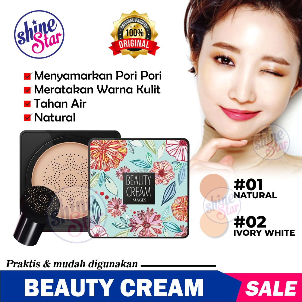 COD - Images Beauty Cream Bedak Glowing ORIGINAL 100% - Bedak Glowing Korea Anti Air Tahan Lama Waterproof BB Cream Mushroom Cushion Foundation / Bedak Basah Bukan Bedak Padat / Bedak Tabur