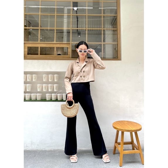 Lookatmeofficial • Mandy Blazer Crop Office Bahan Scuba Premium