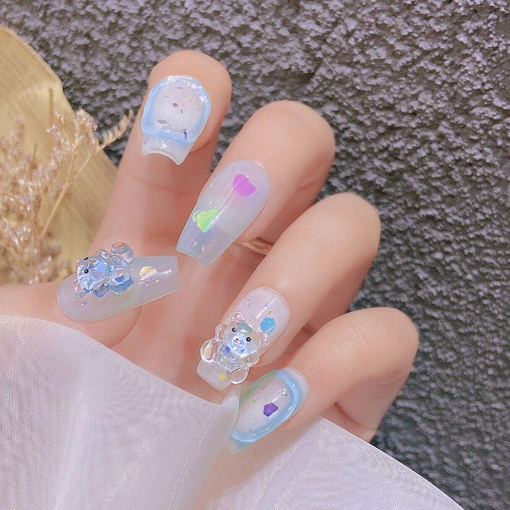 AUGUSTINA Augustina Bear Dekorasi Nail Art Resin Lucu Permen Beruang DIY Ornamen