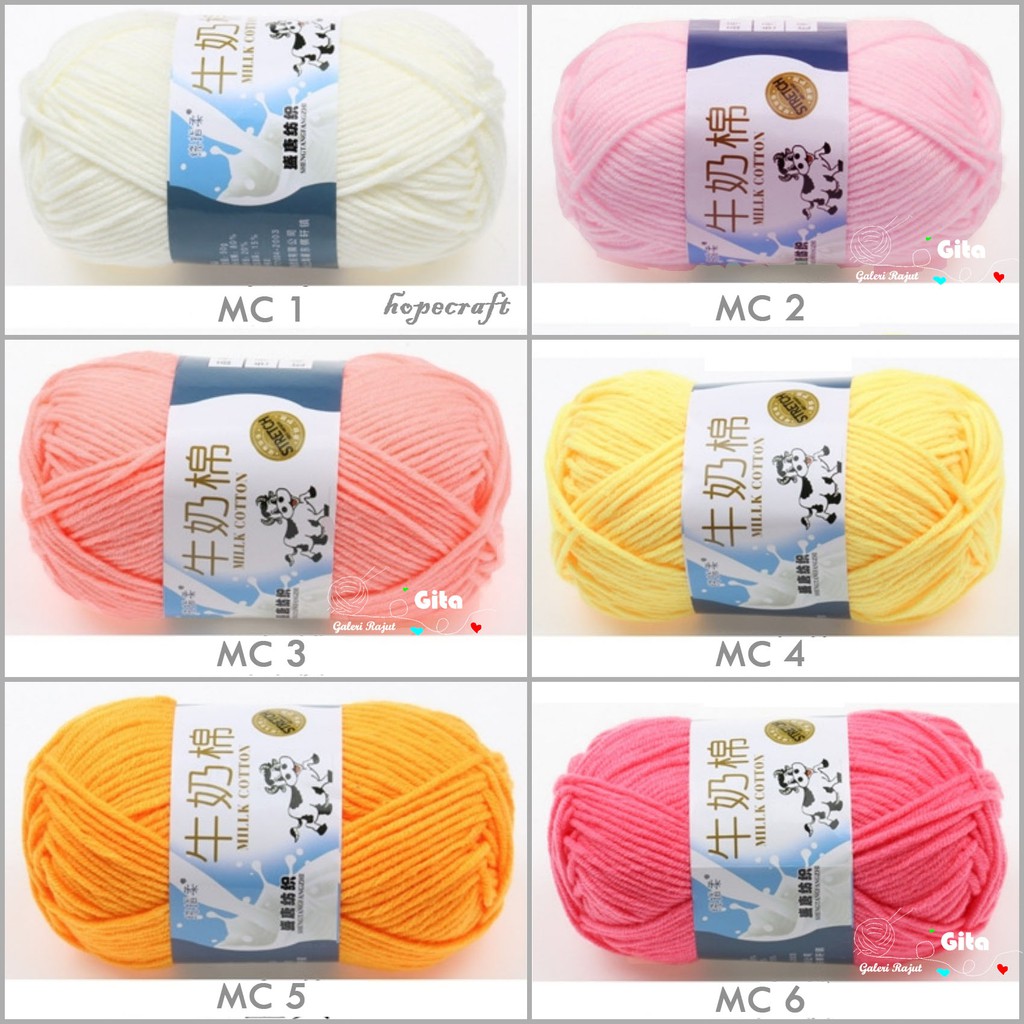 Benang Rajut Milk Cotton Impor/Benang Milk Cotton/Benang Katun Susu/Milk Cotton Yarn/ (1-50)