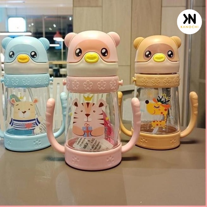 Botol Kartun botol jerami anak Karakter rabbit Bear Tutup Clip