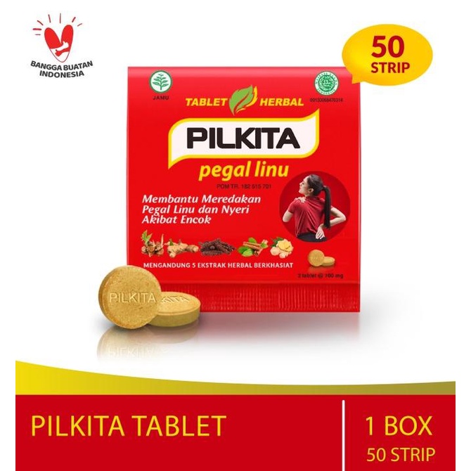 

Discount Pilkita Tablet (50 strip) Suplemen Herbal Pegal Linu Nyeri Otot /OBAT HERBAL ASAM URAT/OBAT HERBAL PELANGSING/OBAT HERBAL KOLESTEROL/OBAT HERBAL DIABETES