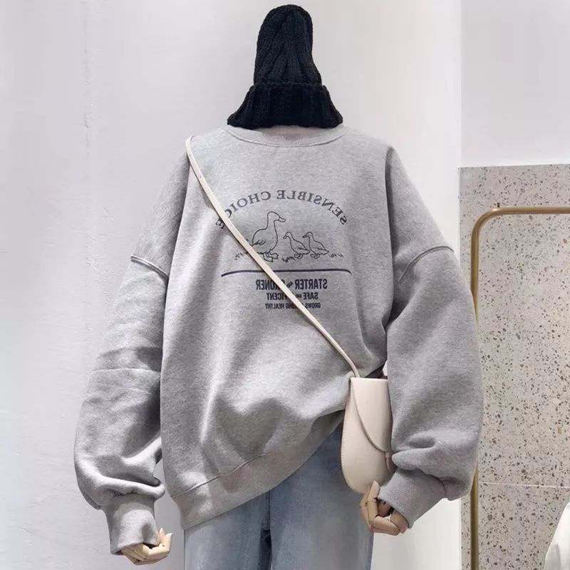 SENSIBLE CHOICE SWEATER OBLONG CREWNECK BAHAN FLEECE-Abu muda