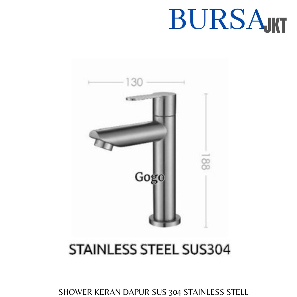 KRAN DAPUR WASTAFEL CUCI PIRING CUCI TANGAN STAINLESS STEEL SUS304 ANTI KARAT