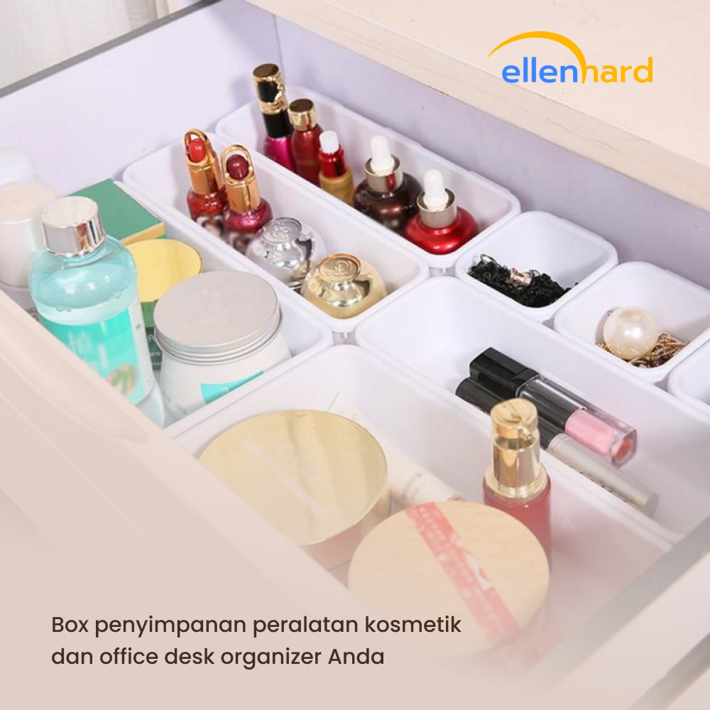 Kotak Sekat Laci Plastik Serbaguna Box Organizer Alat Tulis Make Up Kosmetik Serbaguna White