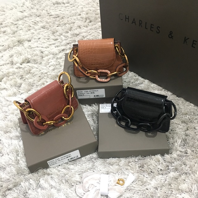 ck Croc-Effect Chunky Chain Handle Mini Bag