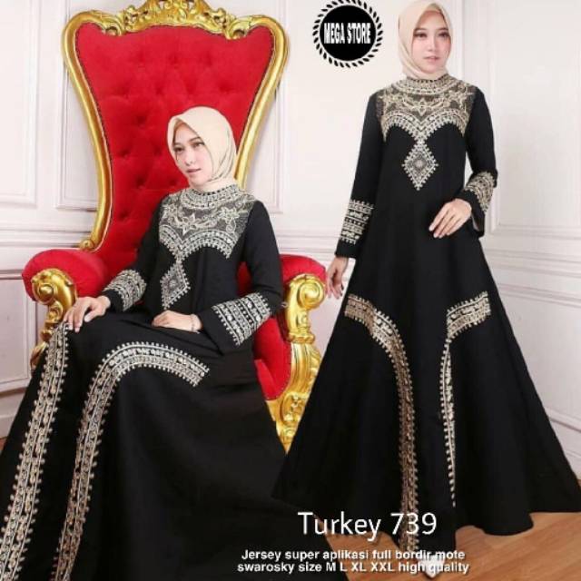 Gamis Arab, abaya Turkey 739, busana muslim, fashion wanita