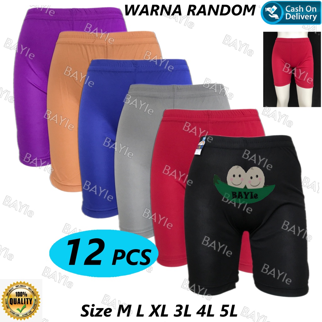 BAYIe - 12 PCS Celana Pendek Wanita Cewek Short Pant LILY / Legging Pendek Wanita MURAH Size M - 5L