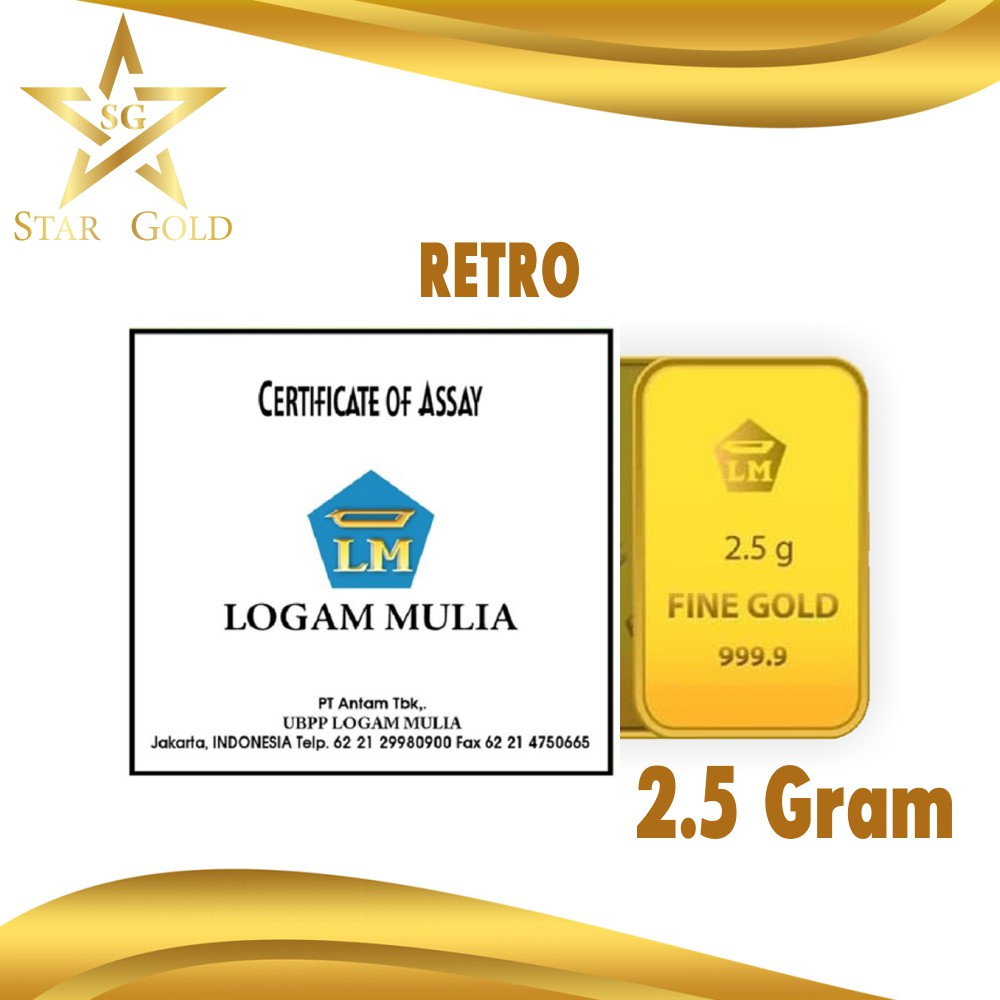 Star Gold Logam Mulia Antam Retro Berdiri ( LM ) 2,5 Gram