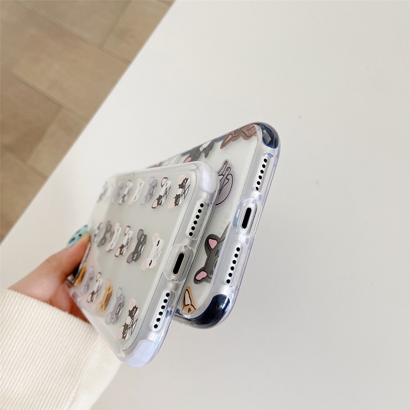 Casing Soft Case Motif Kartun Bulldog Untuk iPhone 11 / 12 / 13 Promax / 7 / 8 + / X / XR / Xs Max