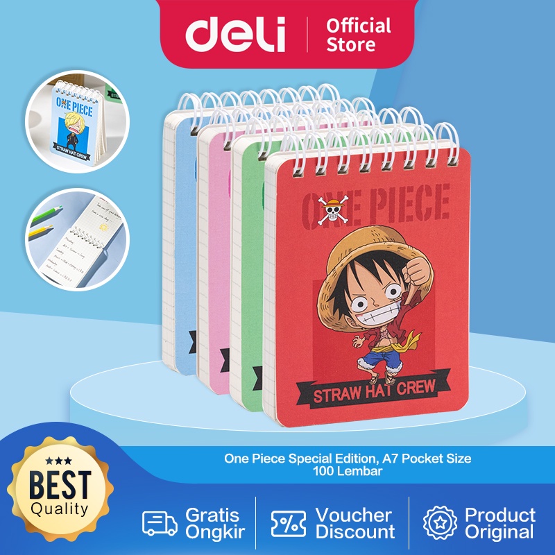 

Deli Spiral Notebook / Buku Tulis Buku Catatan Spiral Mini Pocket Size A7 100 Lembar One Piece EN005