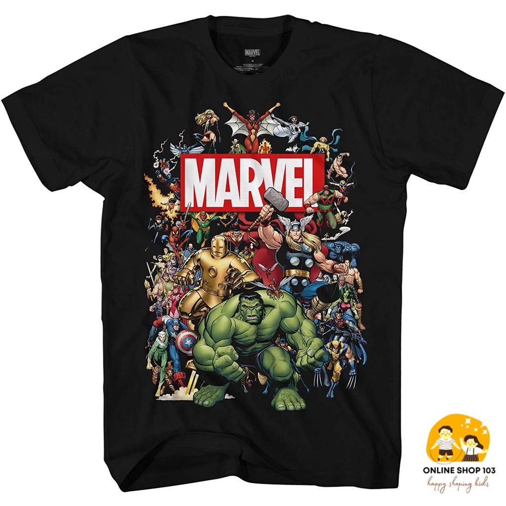 Baju Anak Marvel Classic Avengers Hulk Thor Iron Man Mens T-Shirt Kaos Anak Pakaian anak Fashion Bay