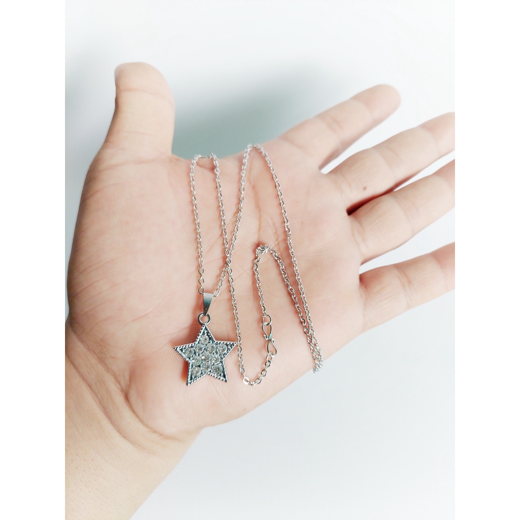 RNL kalung baja / monel original dengan liontin rhodium