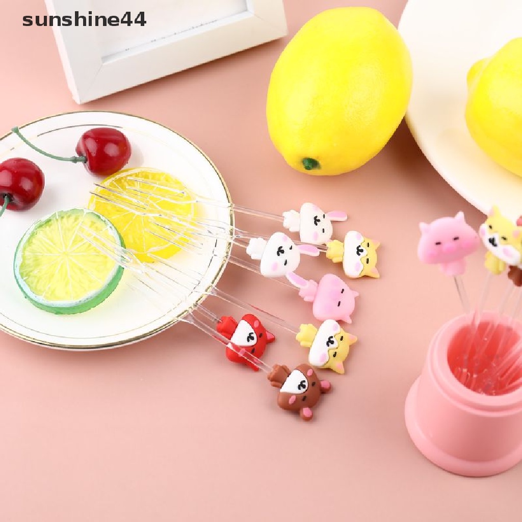 Sunshine 8pcs Garpu Buah / Dessert / Kue / Snack Bentuk Kartun Princess Untuk Anak