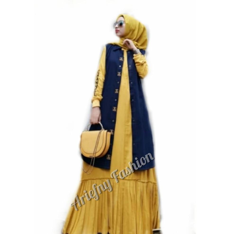 [ART. 644779] Devani SHR Set - Baju Setelan Maxi Dress dan Long Cardi - Baju Muslim - Gamis Unik