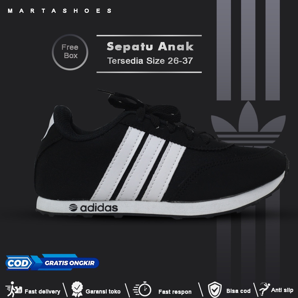 Sepatu Anak Perempuan Laki Laki Cowok Cewek PAUD TK SD Warna Hitam Putih Import Model Terbaru 2022 U