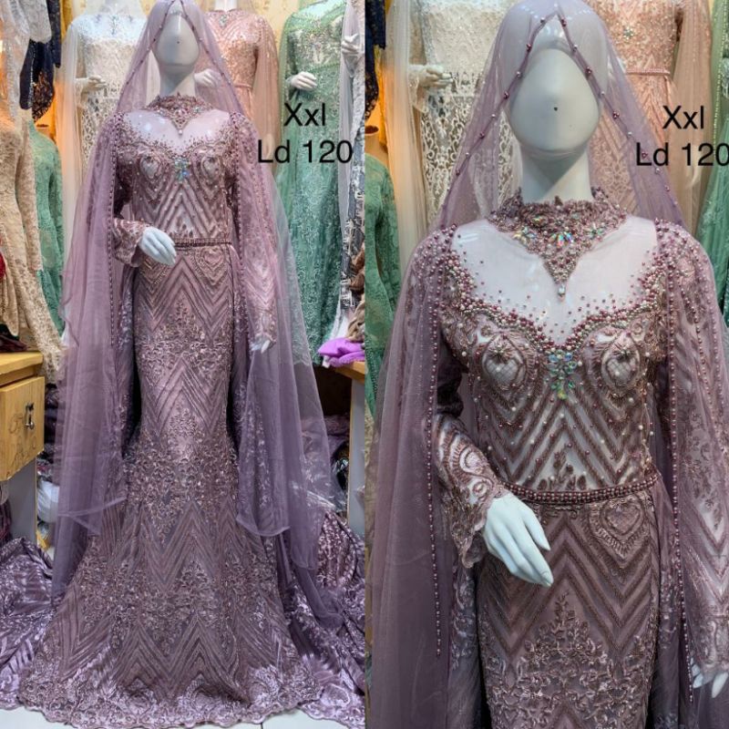 GAUN PENGANTIN SLIM BEREREKOR JUMBO//GAUN FULL PAYET JUMBO//GAUN WEDDING BIG SIZE