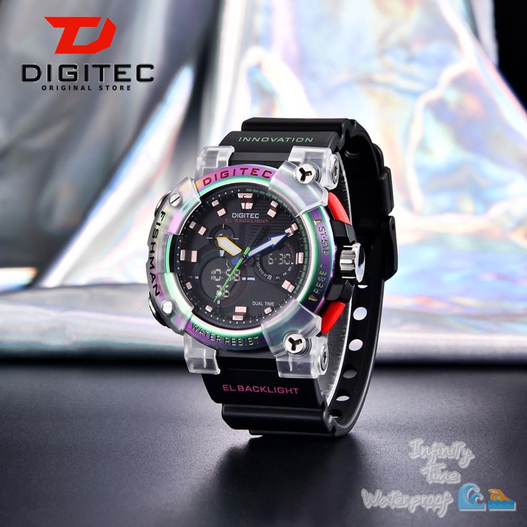 Jam Tangan Digitec DG2150T 2150 DA2150T Cowok Analog Digital Strap Rubber Dualtime Kualitas Original