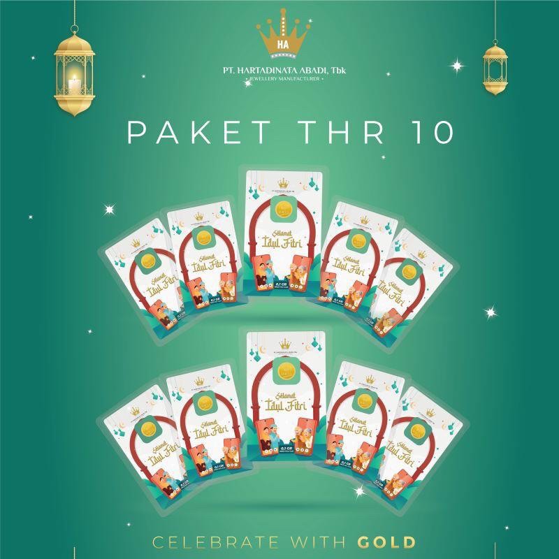 Paket THR 10. Emas 0,1 gram: 10 pcs Hartadinata (Lebaran putih)