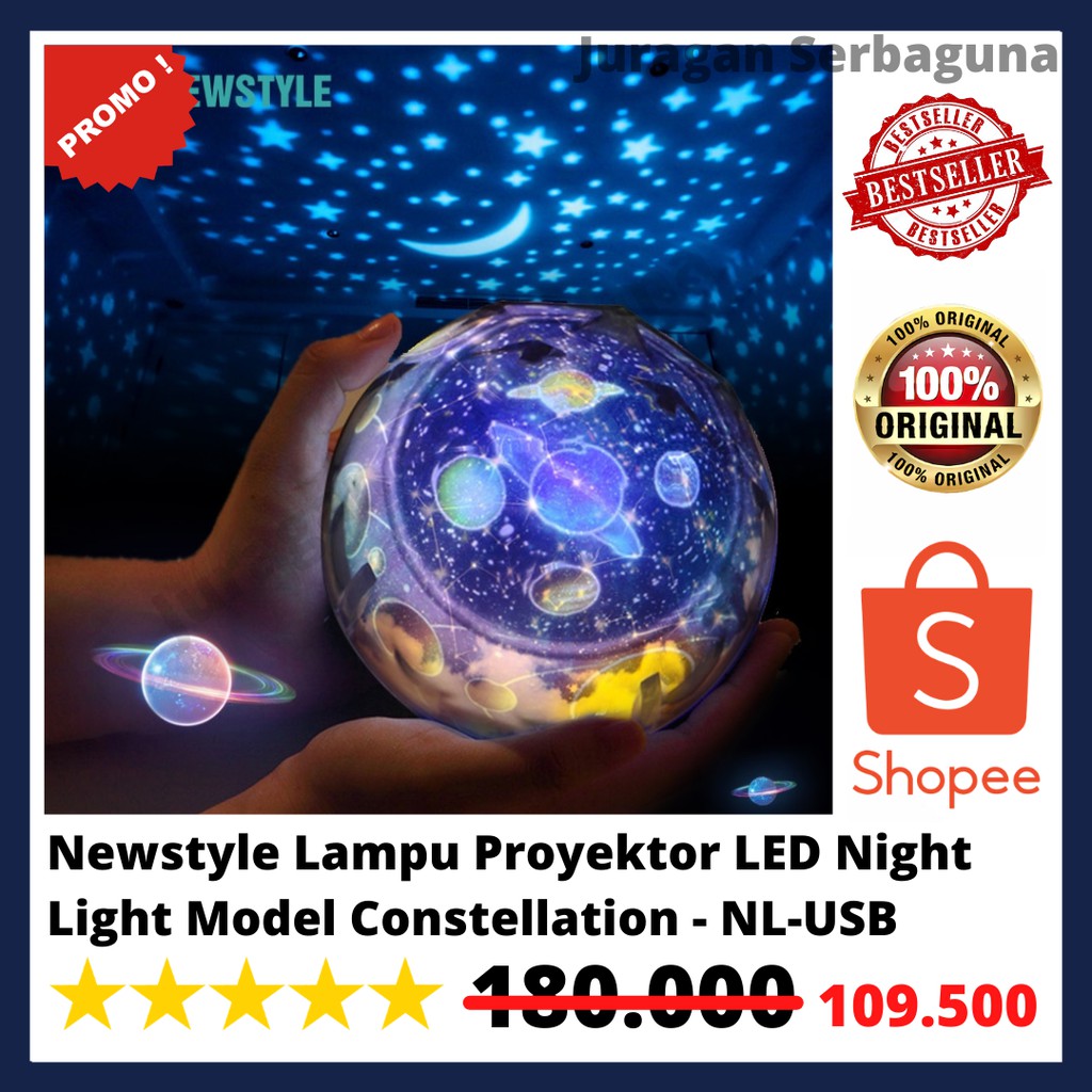 Newstyle Lampu Proyektor LED Night Light Model Constellation - NL-USB - Black