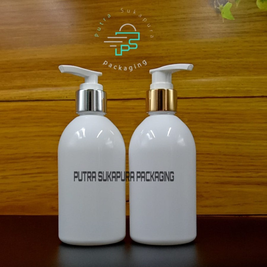 botol pump 250ml oval putih / botol lotion pump 250ml