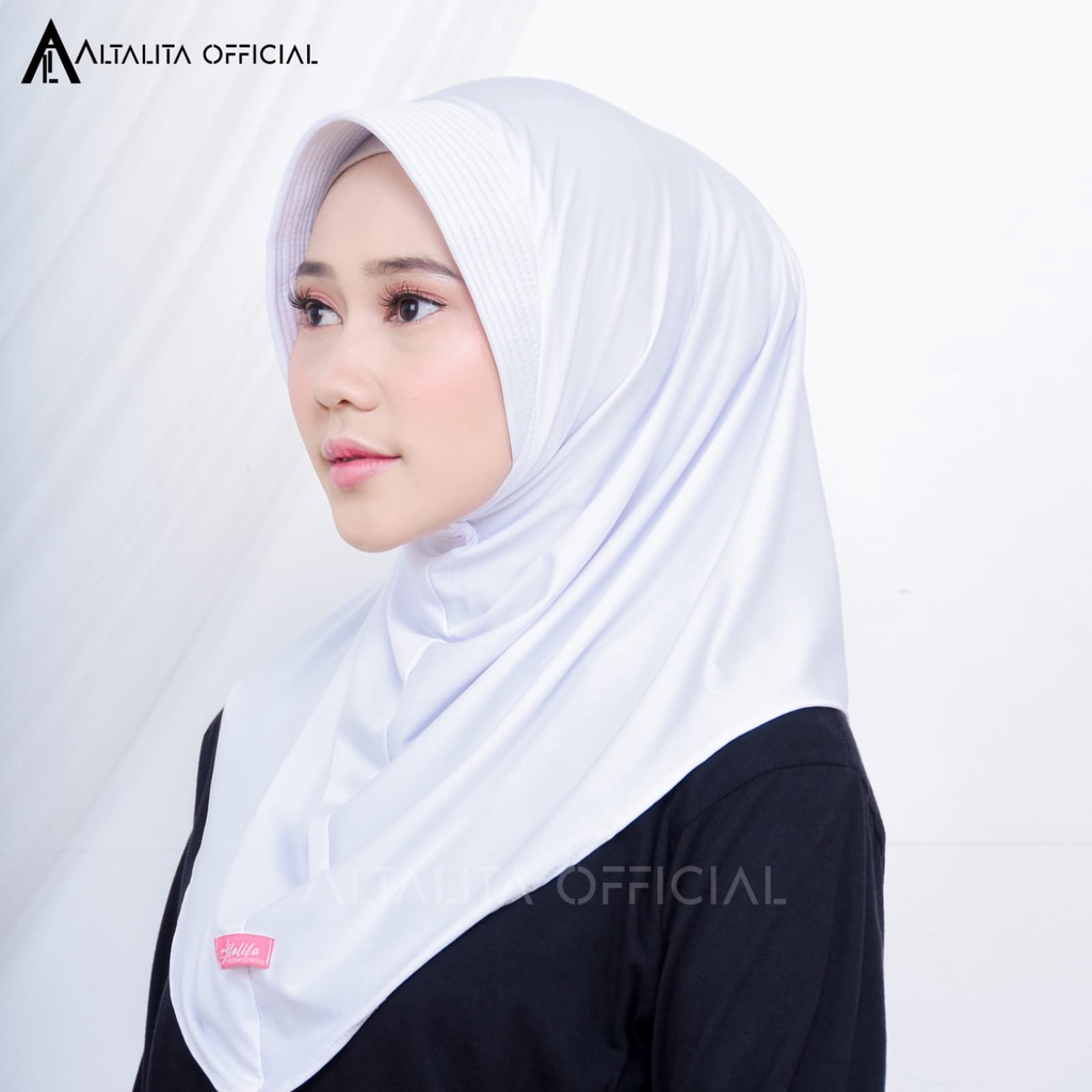 Altalita - Hijab Sporty Instan pet Bahan Jersey Premium | Kerudung Sekolah Instan Polos Spandek Olahraga Volly | Jilbab Bergo Sport Instant Jersey High Quality Murah