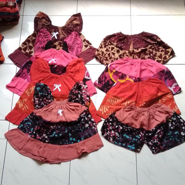 (cod) Setelan Perca Batik Anak Perempuan Cewek 1-5 Tahun Murah Kekinian Grosir