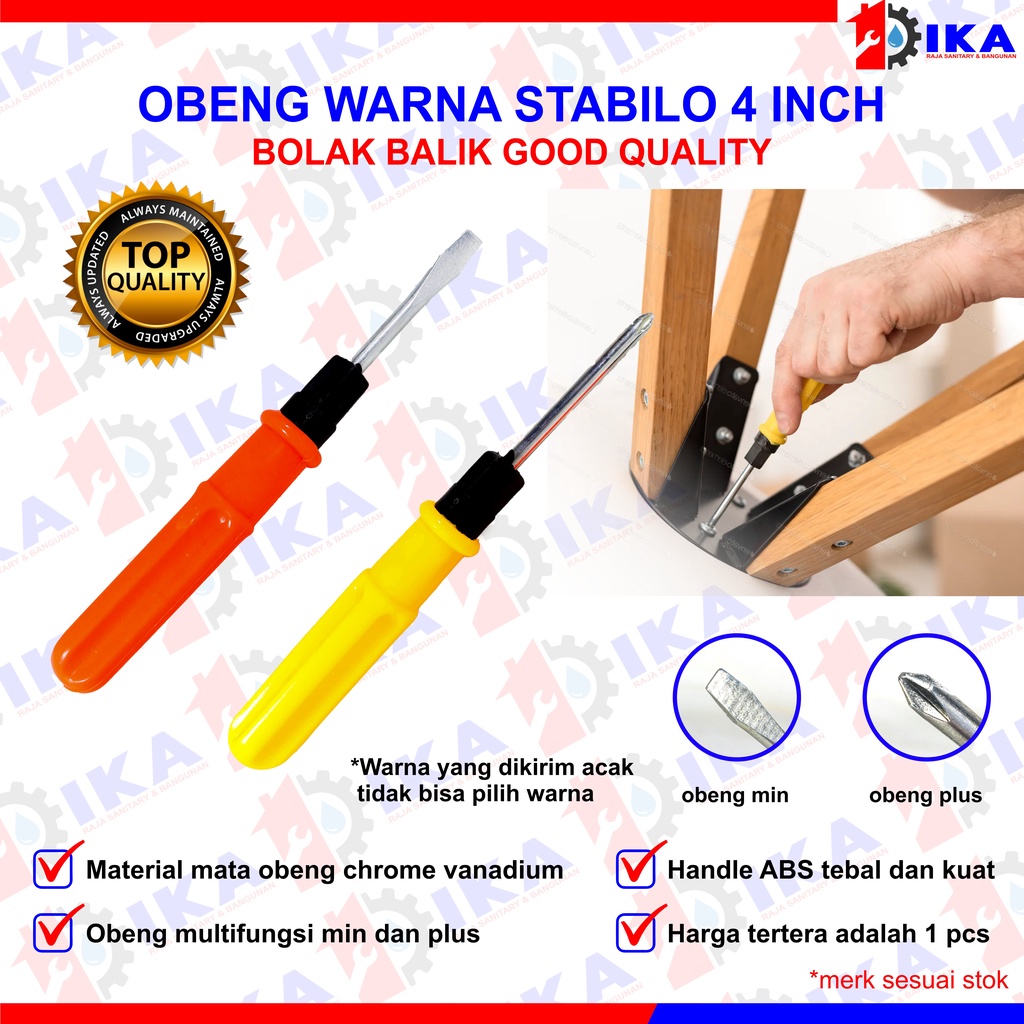 Obeng Bolak Balik MAJESTY 4&quot; Kuning - Obeng BB 6x100mm SD-K364 - Obeng 2 Mata Plus Min 2 Way Screwdriver