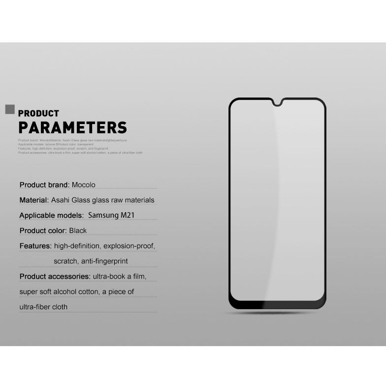 Mocolo Samsung M11 M21 M31 M51 Tempered Glass Full Screen Cover Edge Guard Oleophobic