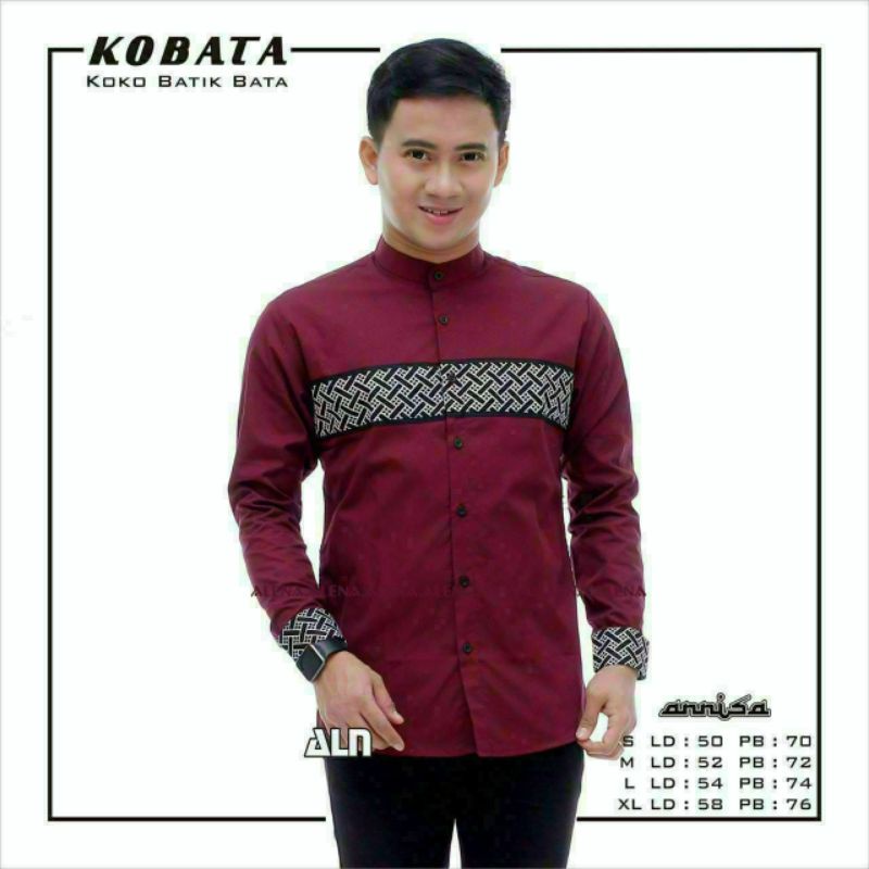 Koko batik bata ( Kobata ) lengan panjang model kekinian // Koko pria lengan panjang terbaru motif kobata