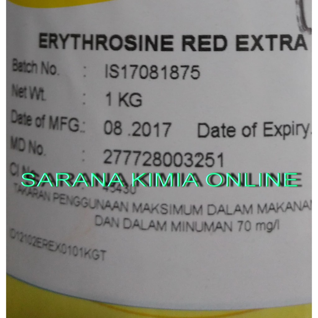 

Erythrosine Water base "100gr" larut air FOOD GRADE