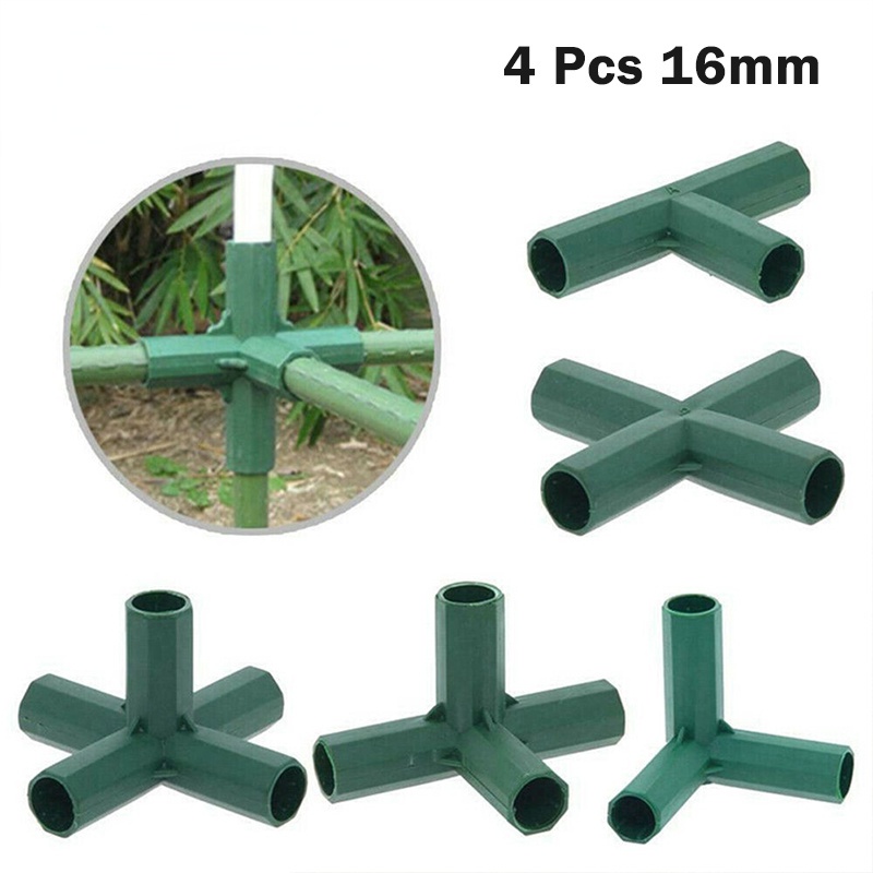 4 Pcs Adaptor Konektor Bingkai Rumah Kaca Bahan Plastik Warna Hijau Ukuran 16mm Untuk Taman