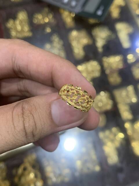 Cincin anak dan dewasa emas asli kadar 70% 22 16k model rantai rante kerawang lebar 2 gram gr g nomor no 11 12 13 14 15 16 17