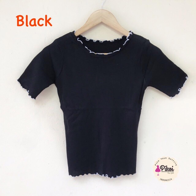 Baju knit import / kaos rajut hitam / kaus putih cewek / baju rajut cewek polos / atasan rajut 1723