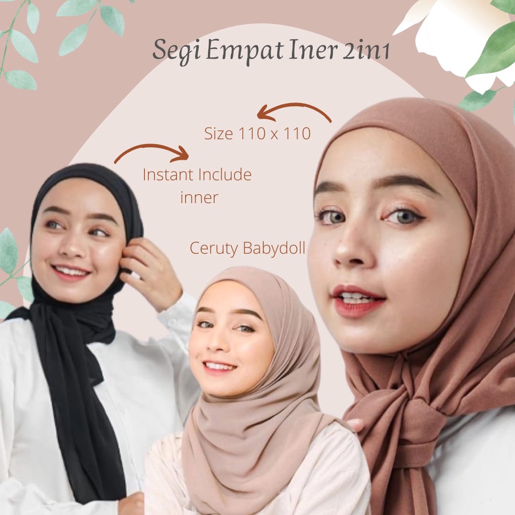 Hijab Segi Empat Instan Jilbab Iner 2in1 Jilbab Segiempat Inner Melaya  Kerudung Langsungan Hijab Ta