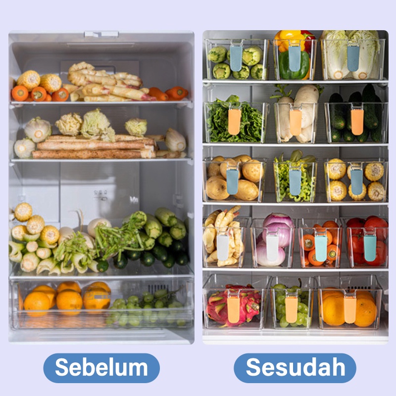 Letyeah &amp; Kaizenliving Kotak Penyimpanan Buah Sayur Dapur Kulkas /Food Storage Box Plastik Multifungsi