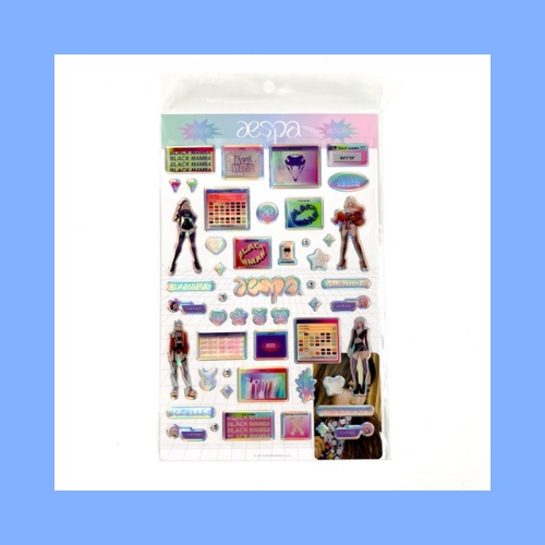 AESPA BLACK MAMBA HOLOGRAM EPOXY STICKER + PHOTOCARD SET OFFICIAL MERCH - AESPA  MERCH OFFICIAL - KP